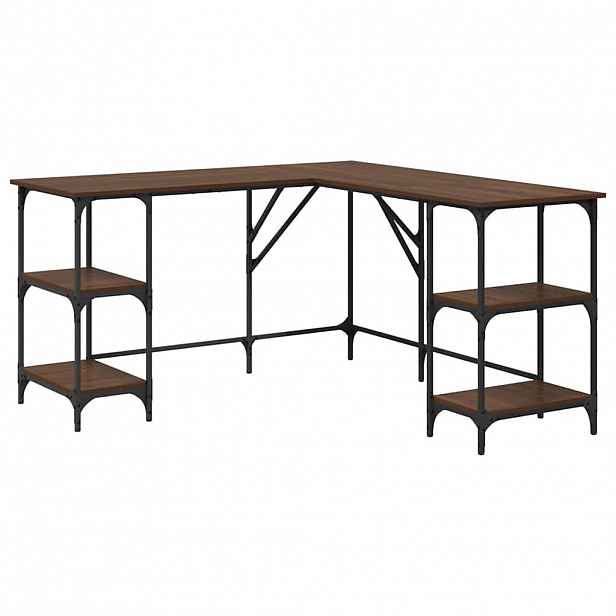 vidaXL Psací stůl hnědý dub 139 x 139 x 75 cm kompozitní dřevo