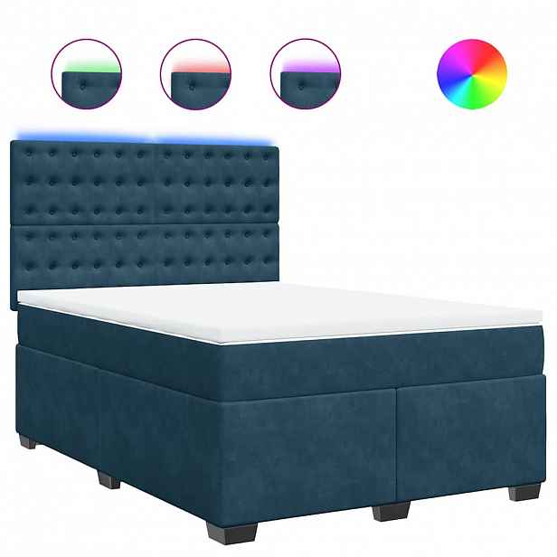 vidaXL Box spring postel s matrací modrá 160 x 200 cm samet
