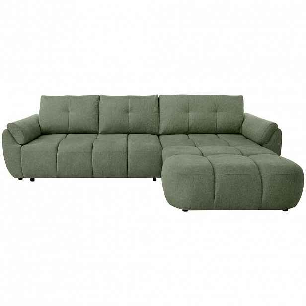 Beautysofa ROHOVÁ POHOVKA Massimo, univerzální rohová rozkládací pohovka 280 cm s funkcí spaní a úložným prostorem, zelená