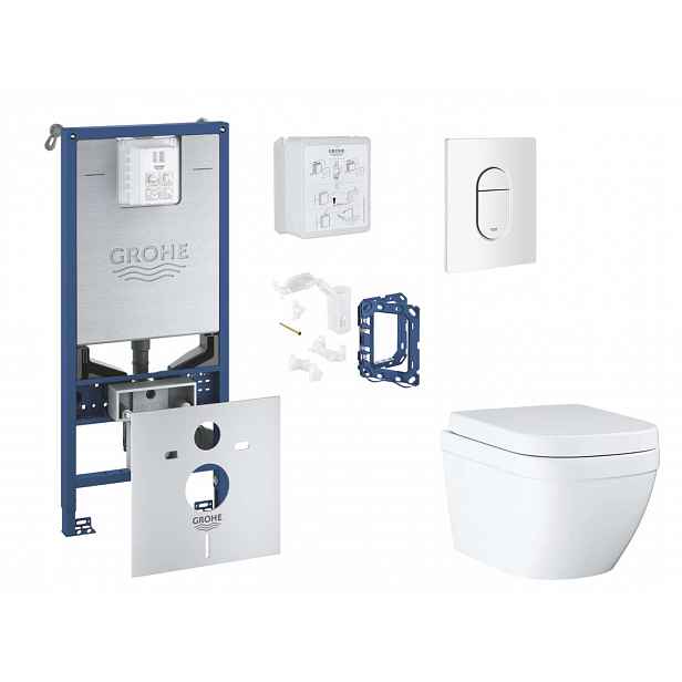 Grohe Rapid SLX - Set předstěnové instalace, klozetu, sedátka SoftClose, tlačítka Arena Cosmopolitan a sady pro vhazování tablet, Triple Vortex, alpsk