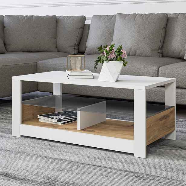 Konferenční stolek Aydos - White, Oak