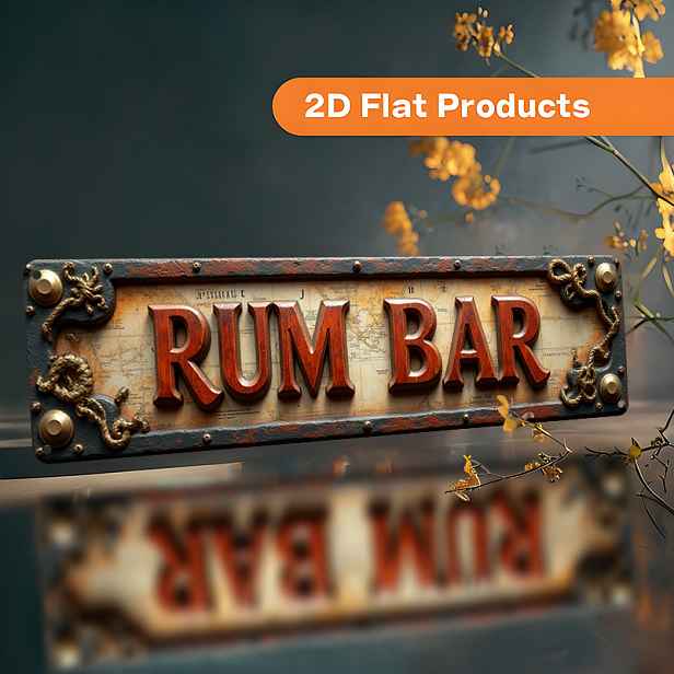 TEMU 2D plochá hliníková cedule ve vintage stylu "RUM BAR", rozměry (10X40 cm / 3,9X15,7 palce), rustikální dekorativní cedule s ozdobným okrajem,