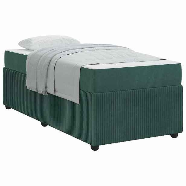 vidaXL Rám postele Tmavě zelená 90 x 190 cm textil