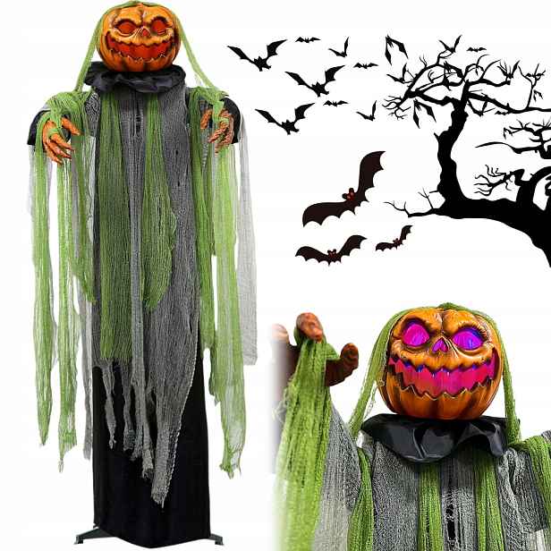 Závěsná Halloweenská Dýně 188 CM S Zvukovými Efekty A Venkovním Světlem