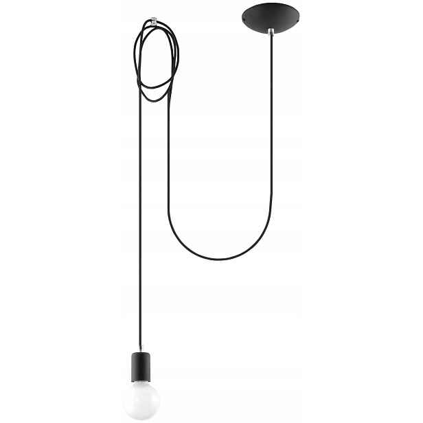 Závěsná lampa Edison 1 Long černá Sollux