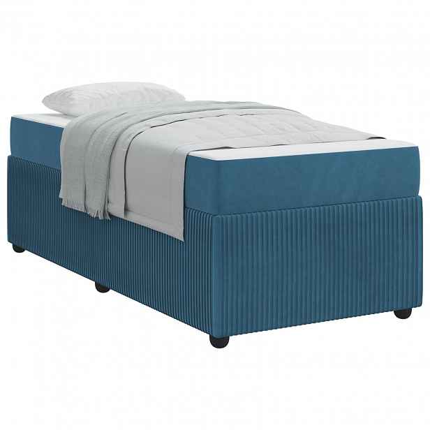 vidaXL Rám postele Modrá 90 x 190 cm textil