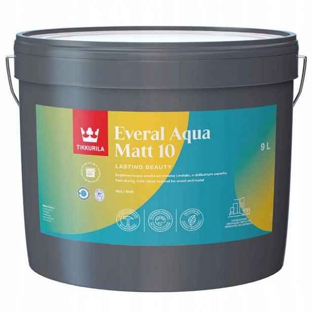 Tikkurila Everal Aqua 10 Mat 9 L Báze C (bezbarvá) Pouze Pro Barvení!