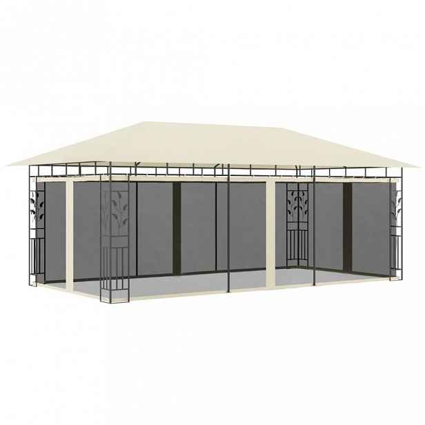 Zahradní altán s moskytiérou 6 x 3 m Dekorhome Krémová