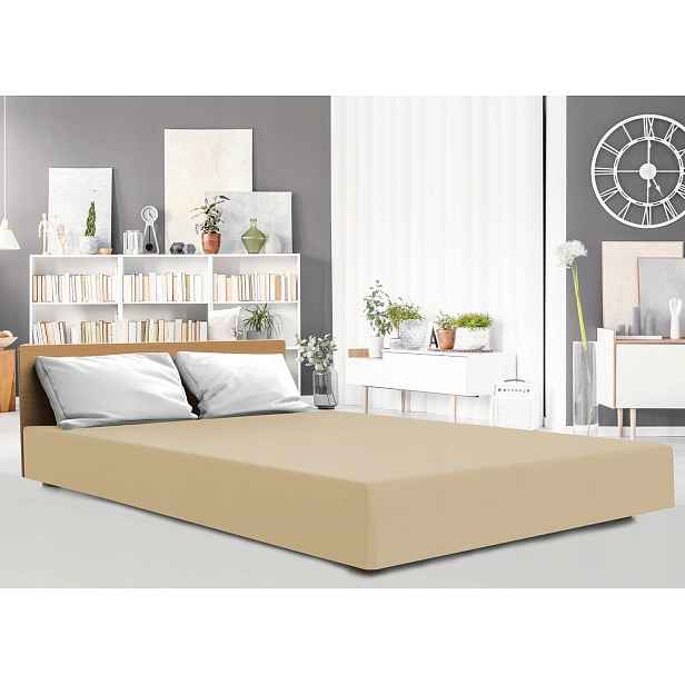 Prostěradlo jersey elastan 90x200 s gumičkou, béžová barva