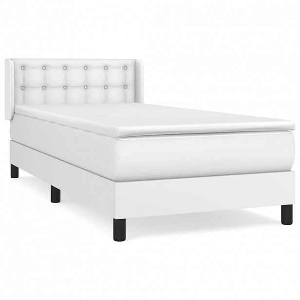 vidaXL Box spring postel s matrací bílá 90x190 cm umělá kůže