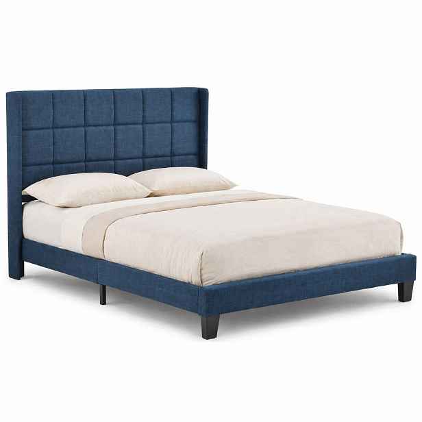 CHICFURN ČALOUNĚNÁ POSTEL 140/200 cm v modré barvě s matrací a lamelovým roštem