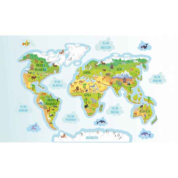 Magnetická krytka pro radiátory Mapa světa pro děti 60x100