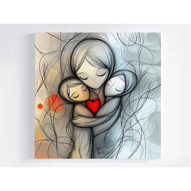 Obraz Na Plátně Canvas Rodina Maminka Děti Láska Péče Srdce 50x50