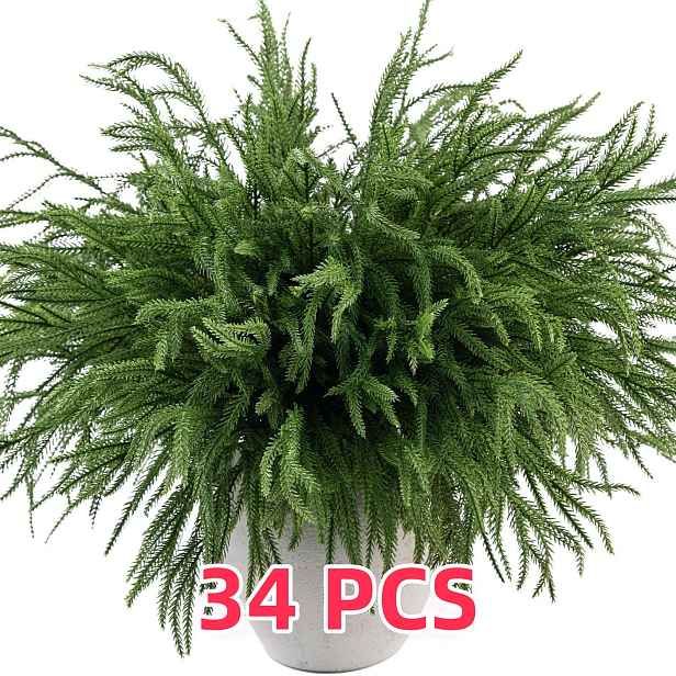 TEMU 13,7" Umělé větve borovice Norfolk s realistickým dotykem, umělé rostliny, umělé vánoční rostliny, umělé cedrové stonky, falešná zeleň,