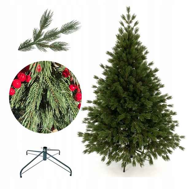 Umělý Vánoční Stromeček Borovice Limba 100% Pe 160 cm hustý jako živý kovový stojan