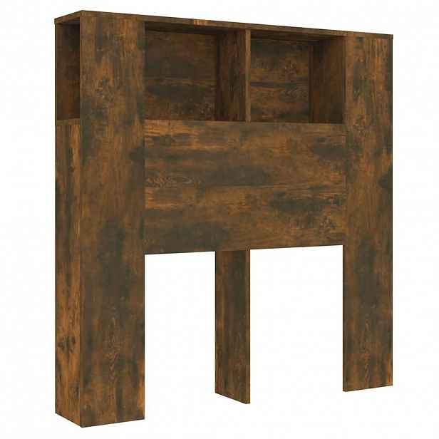 vidaXL Čelo postele s úložným prostorem kouřový dub 100x18,5x102,5 cm