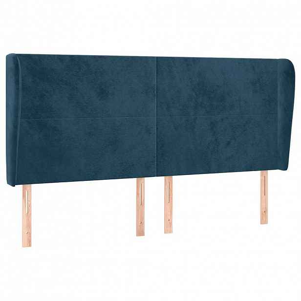 vidaXL Čelo postele typu ušák tmavě modrá 203x23x118/128 cm samet