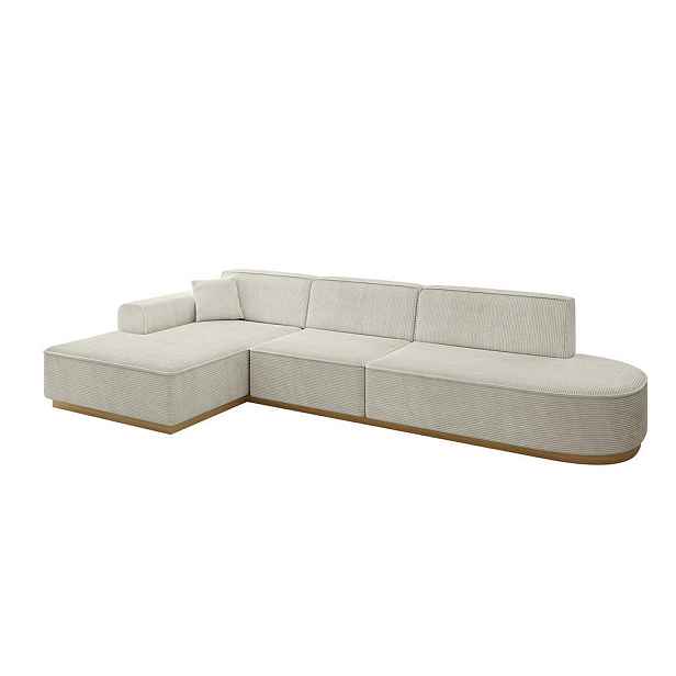 ALTDECOR ROHOVÁ SEDAČKA s otomanem, levá IREA-L2-v2 327x165x80 Krémová Manšestr