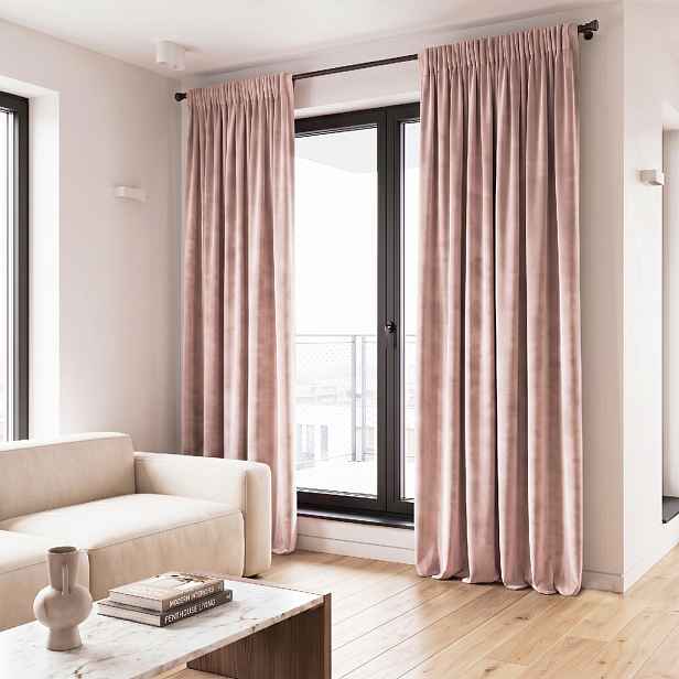 Dekorační závěs VALMONT 014 světle růžová s řasící páskou 140x250 cm nebo 260 cm Rozměr: 140x260 cm