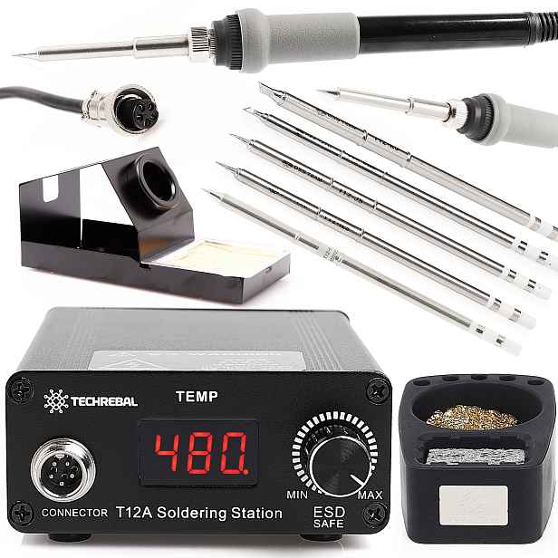 Pájecí Stanice Techrebal T12A 75W, Sada 5 Hrotů T12, Podstavec W121