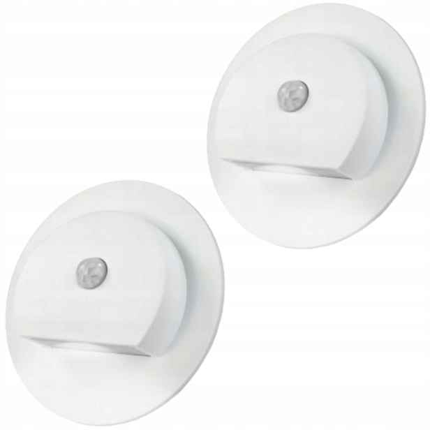 2X Schodišťová Lampa S Kulatým Rámem Na Schody Led 230V S Detektorem V Rámu