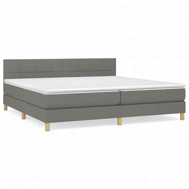 vidaXL Box spring postel s matrací tmavě šedá 200x200 cm textil