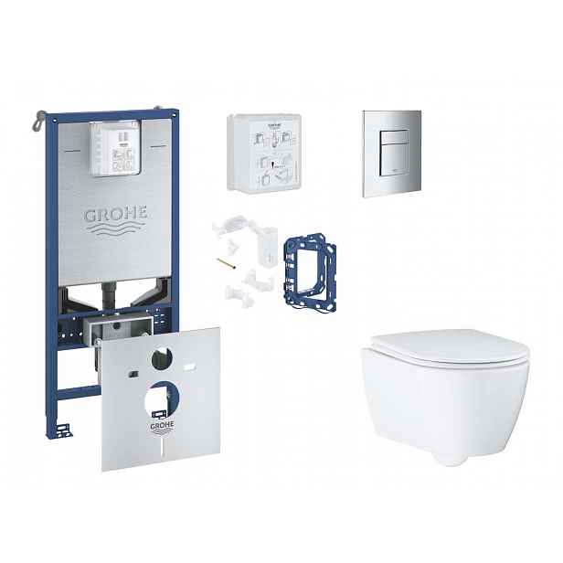 Grohe Rapid SLX - Set předstěnové instalace, klozetu, sedátka SoftClose, tlačítka Skate Cosmopolitan a sady pro vhazování tablet, chrom SANI11BB2131