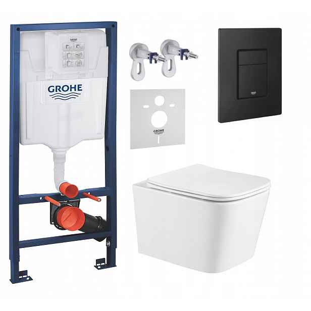 Podomítkový Wc set Grohe s mísou Alba a tlačítkem černý mat Fresh