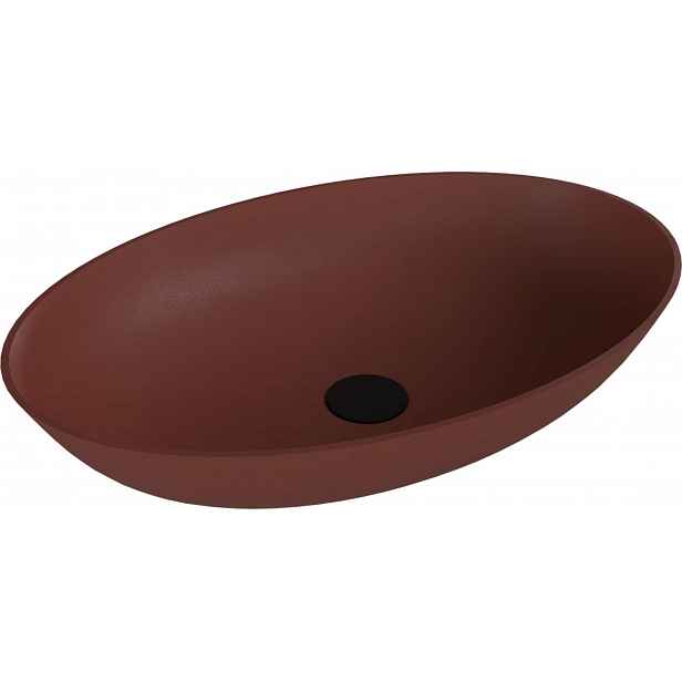 Polysan Banera - Umyvadlo na desku 60x40 cm, bez přepadu, bez otvoru pro baterii, matná hnědá 14397.71