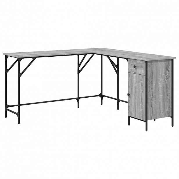 vidaXL Psací stůl šedý sonoma 141 x 141 x 75 cm kompozitní dřevo