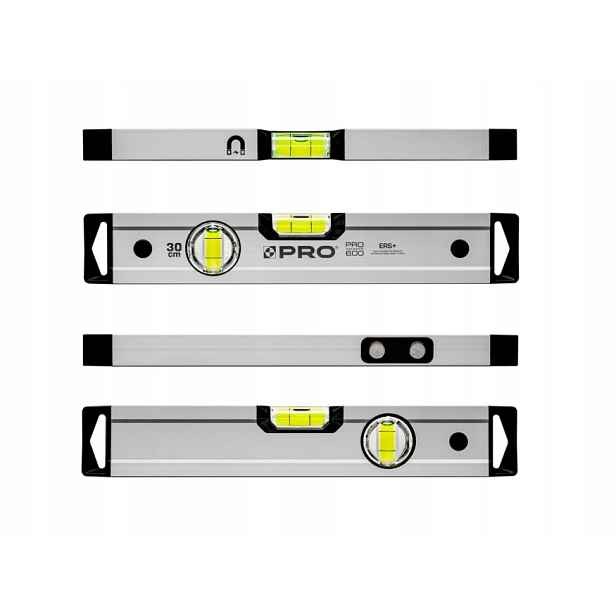 Vodováha PRO600 eloxovaná stříbrná s magnety 30 cm (0,3 m) Pro