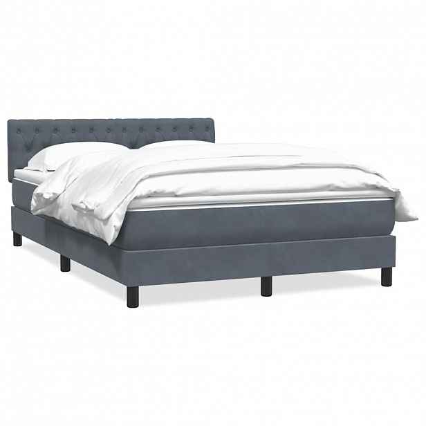 vidaXL Box spring postel s matrací tmavě šedá 160x210 cm samet