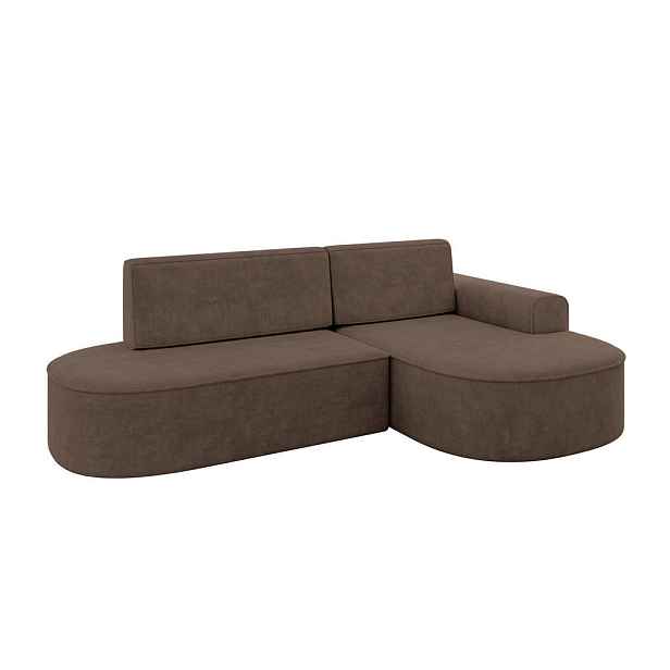 ALTDECOR ROHOVÁ SEDAČKA s funkcí spaní a otomanem, pravá MARI-L1-S 283x167x85 Hnědá Velur