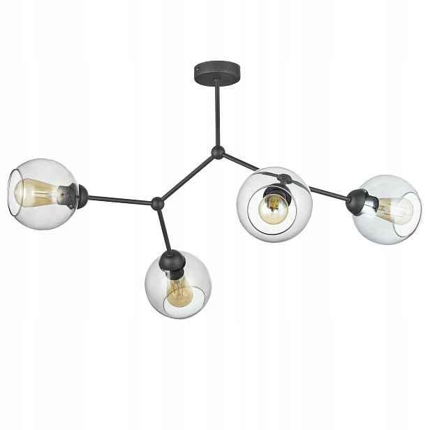 Lustr Fairy Černý Skleněné Stínidla 4xG9 Závěsná lampa Do Obýváku Do Pokoje