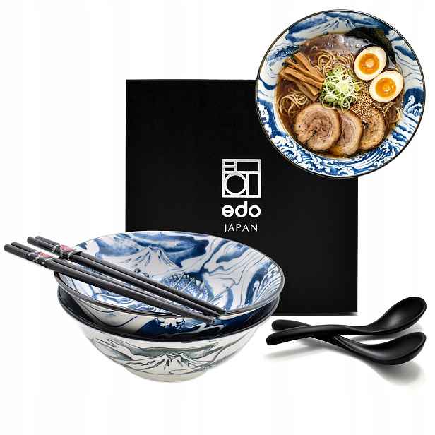 Sada 2 misek s lžícemi a paličkami Ramen Dragon 20.5 cm 1000 ml MIX Bg