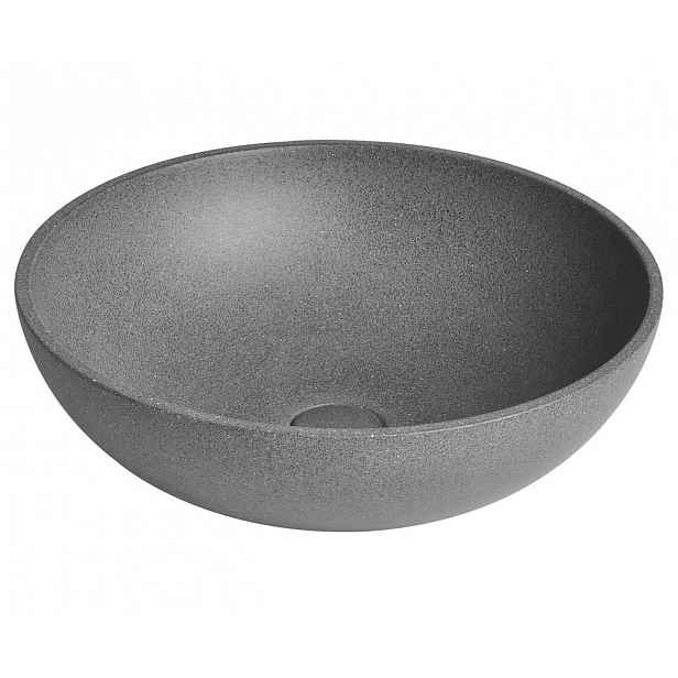 Sapho - Umyvadlová mísa Turf, průměr 44 cm, bez otvoru pro baterii, černý granit AR436