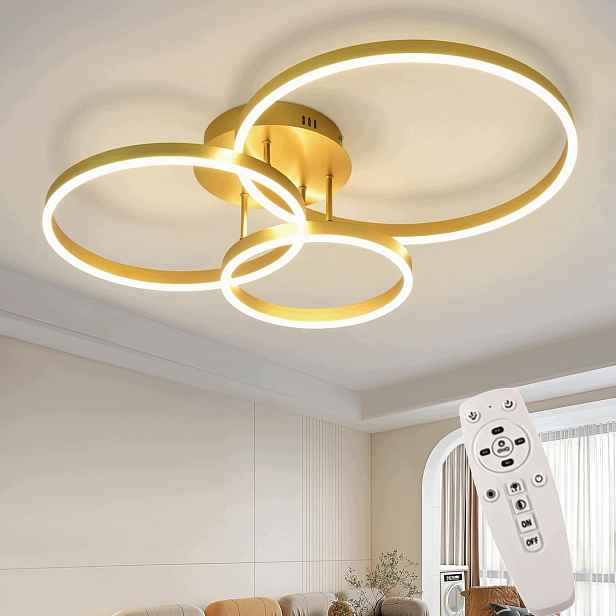 Stropní Svítidlo Moderní Zlatý Stropní Svítidlo Ring Led Lustr S Dálkový Ovladač