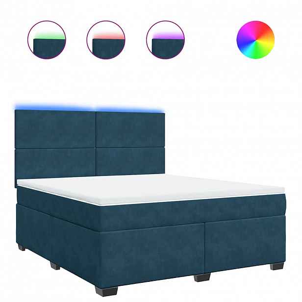 vidaXL Box spring postel s matrací modrá 180 x 200 cm samet