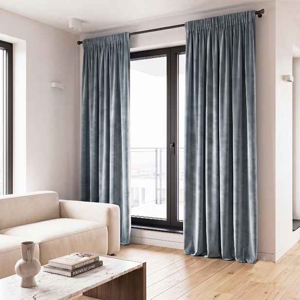 Dekorační závěs VALMONT 063 modrá s řasící páskou 140x250 nebo 260 cm Rozměr: 140x250 cm