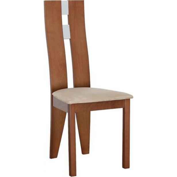 Dřevěná židle, třešeň/látka béžová, BONA - výška 103 cm