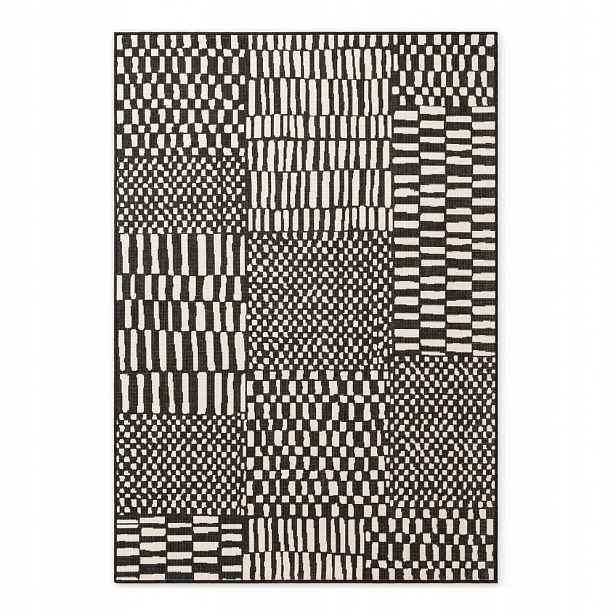 Koberec na terasu 200 x 300 cm, oboustranný, vnější, černo krémový