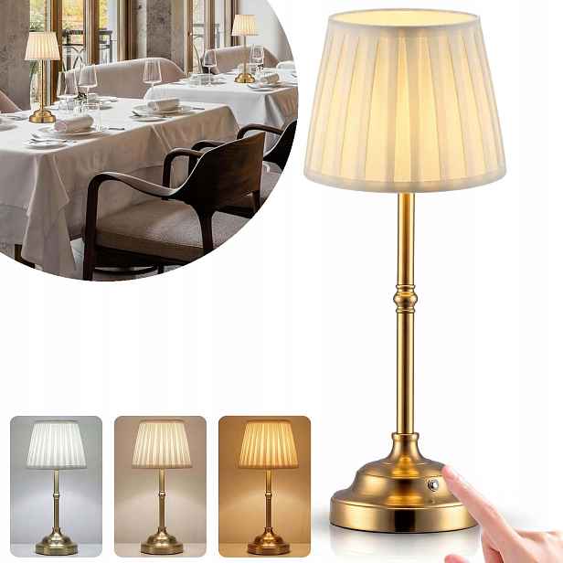 Lampa Noční Lampa Psací Stůl Obývací Pokoj Ložnice Bezdrátová 3 Barvy Světla