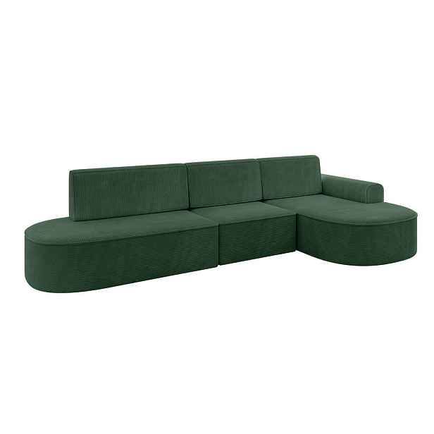 ALTDECOR ROHOVÁ SEDAČKA s funkcí spaní a otomanem, pravá MARI-L2-S 368x167x85 Zelená Manšestr