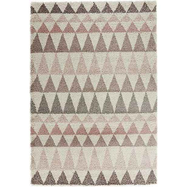 Růžovo krémový hrubý koberec typu shaggy do obývacího pokoje, vzor boho 160 x 230 cm