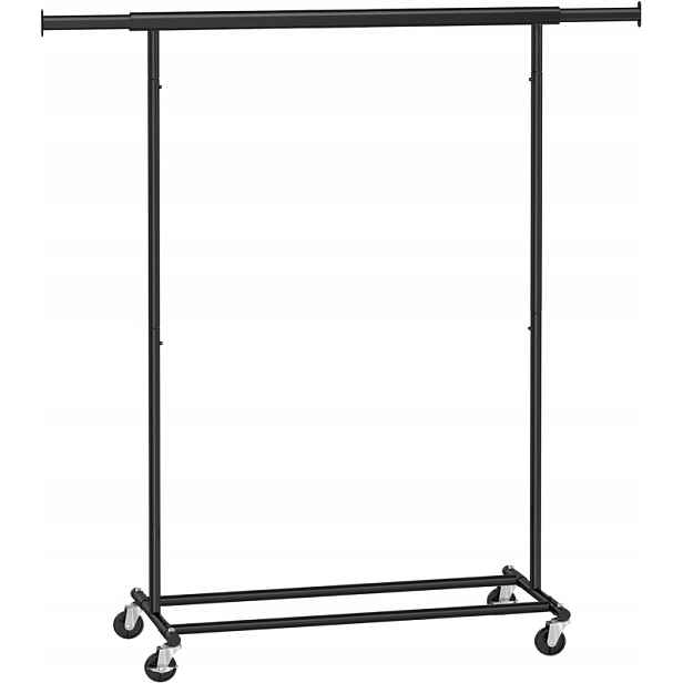 Songmics Věšák na oblečení, stojan na kolečkách 92-132 x 45 x 160cm, černý