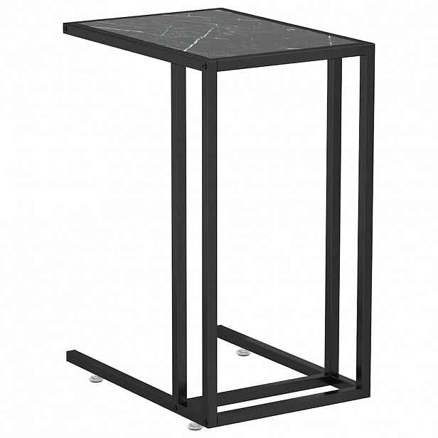 vidaXL Stolek na notebook černý mramor 50 x 35 x 65 cm tvrzené sklo