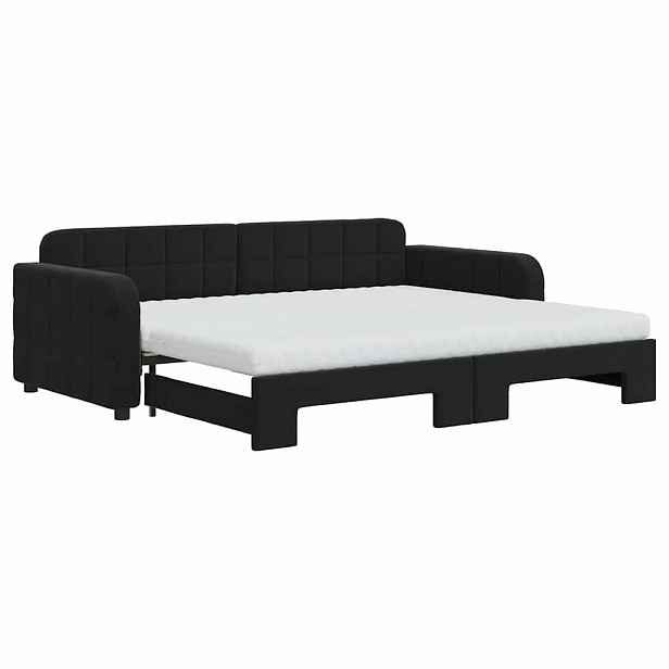 vidaXL Válenda s přistýlkou a matracemi černá 90 x 200 cm samet