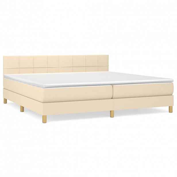 vidaXL Box spring postel s matrací krémová 200x200 cm textil
