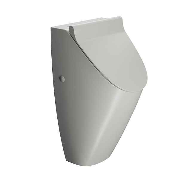 GSI COMMUNITY urinál se zakrytým přívodem vody s otvory pro víko, Rimless, 31x65cm, cenere mat
