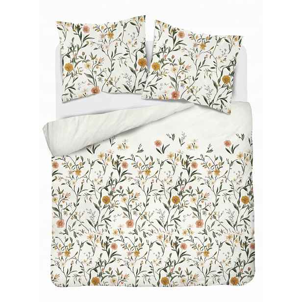 Povlečení Home Satin 160x200 krémové s polními květy louka